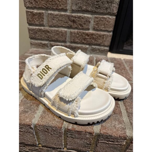 Christian Dior Act Velcro Sandals Ecru Size 38 US SIZE 8 - Picture 1 of 14